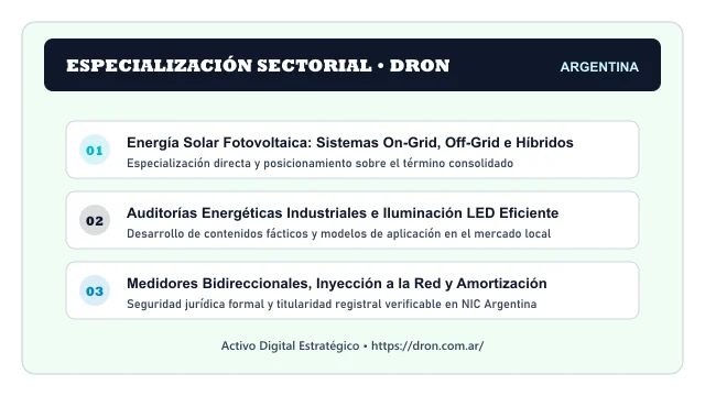 Enfoque temático y aplicaciones de negocio para el activo digital dron.com.ar (Dron)