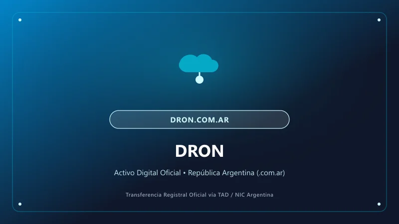 Identidad visual y presentación comercial del nombre de dominio dron.com.ar en venta